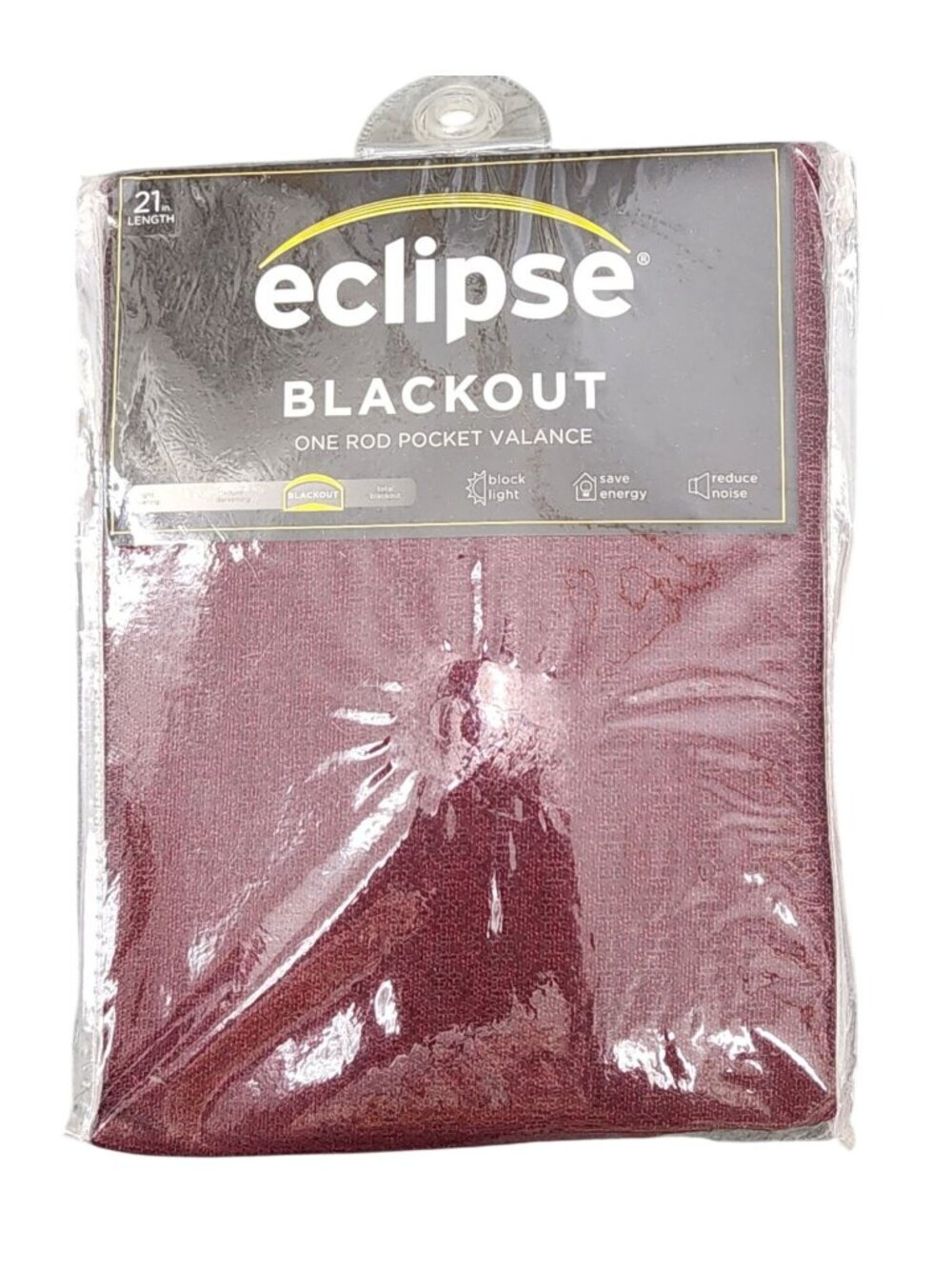 NEW Eclipse Blackout One Rod Pocket Valance Canova Burgundy 42x21 Inches